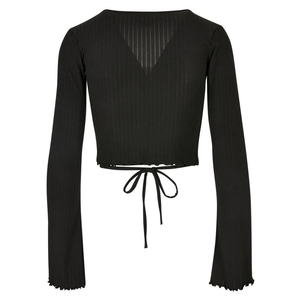 Urban Classics Womens/Ladies Ribbed Wrap Long-Sleeved Crop Top