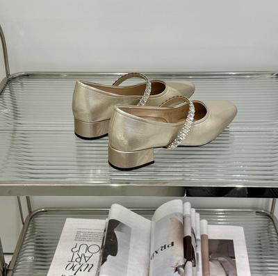 Французские туфли Мэри Джейн с горным хрусталем женские 2025 новая летняя юбка вечерние туфли на плоской мягкой подошве балетки