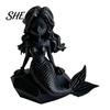 Niche Atmosphere Decoration 3D Printed Mermaid Action Figure, Dark Gothic Style Figurine with Matte Black Finish, Movable Joints Minimalist Sculpture