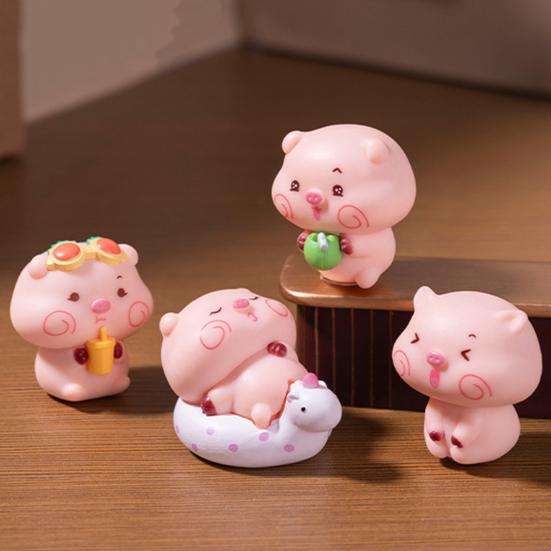 5 шт. Фигурка свиньи Мини Портативный размер Q-версия Дизайн свиньи Статуэтка Миниатюрная свинья Ландшафт Офисный стол Книжная полка Декор для автомобиля