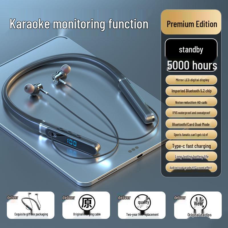 Bluetooth-наушники с шейным ободом, с длительным временем работы от аккумулятора, большим запасом громкости, совместимые с устройствами Apple, Huawei и Android