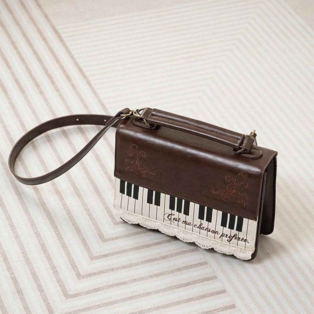 Brown Piano Shoulder Bag Vintage Transparent Ita Backpack Cute Square Crossbody Bag Harajuku Style