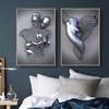 3D Любовь Сердце Серая Металлическая Фигура Статуя Картина на Холсте Художественные Плакаты и Отпечатки Настенные Панно для Гостиной Украшения Дома