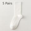 5 Pairs of Female Autumn and Winter New Pinstripe Pure Cotton Comfortable Fashion All Go Perspirant Breathable Tube Socks