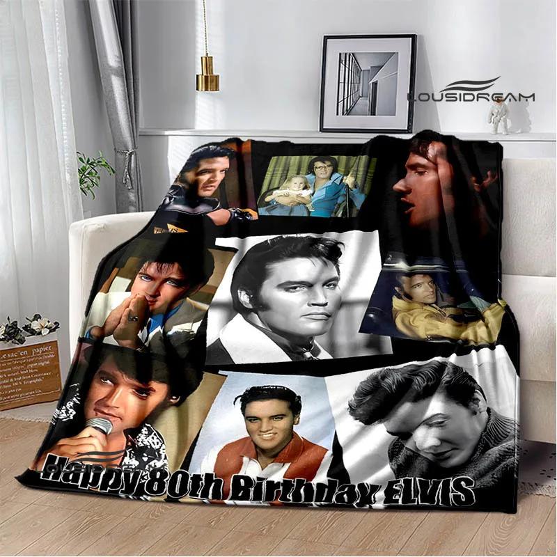 E-Elvis-Presley Retro print blanket blankets for beds Picnic blankets Flange blanket Soft and comfortable blanket birthday gift