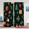 2pcs,Curtains Christmas Tree Gift Present Holiday (2) Contemporary Modern Curtains Versatile 100% Polyester Curtains Decorations