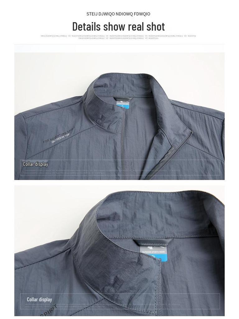 Men's Summer Stand-up Collar Loose Fit Casual Outdoor Windbreaker - Breathable, Hoodless Skin Coat