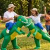 2 Pack Inflatable Dinosaur Costume Adult Rainproof Soft Polyester Blow Up Costume Suit Fun Party Centerpiece Outfit for