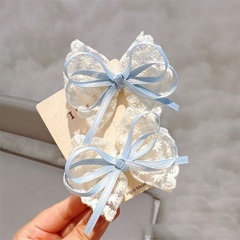 New Korean Lace Bow Children's Headgear Little Girl Temperament Lace Hairpin Handmade High-end Headgear Hair Clip