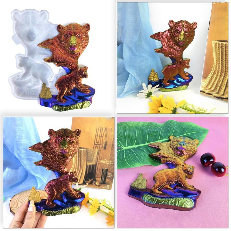 3D силиконовая форма в виде животного формы из эпоксидной смолы 3D силиконовая форма в виде животного живая многоразовая настенная декоративная форма ручной работы коричневый медведь литейные формы