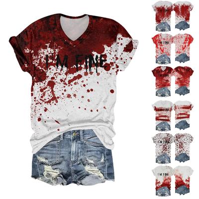 Женская мода повседневная рубашка с рукавом три четверти и принтом букв на Хэллоуин