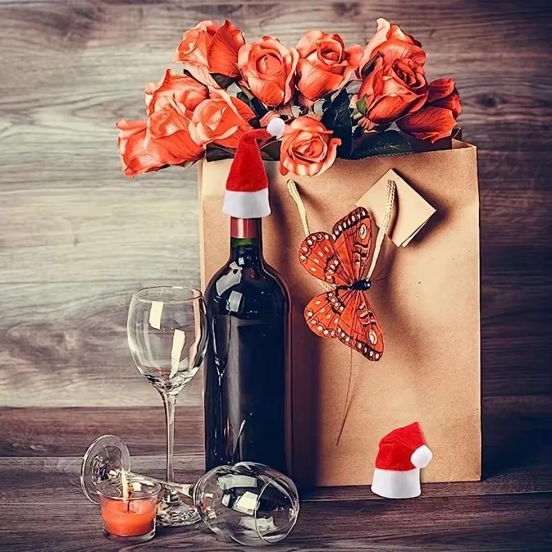 100 шт. рождественских шляп для украшения посуды, рождественская шляпа для семейной вечеринки, маленькая рождественская шляпа, держатель для вилки и ножа, сумка для новогодних подарков