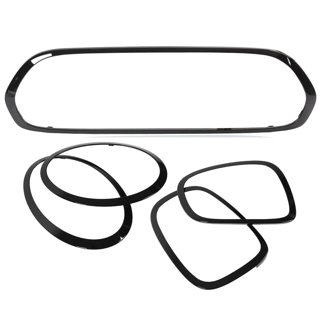 5pcs Gloss Black Headlight Taillight Grille Surround Cover Trims Replacement for Mini F55 F56 F57 One Cooper S JCW 2014+