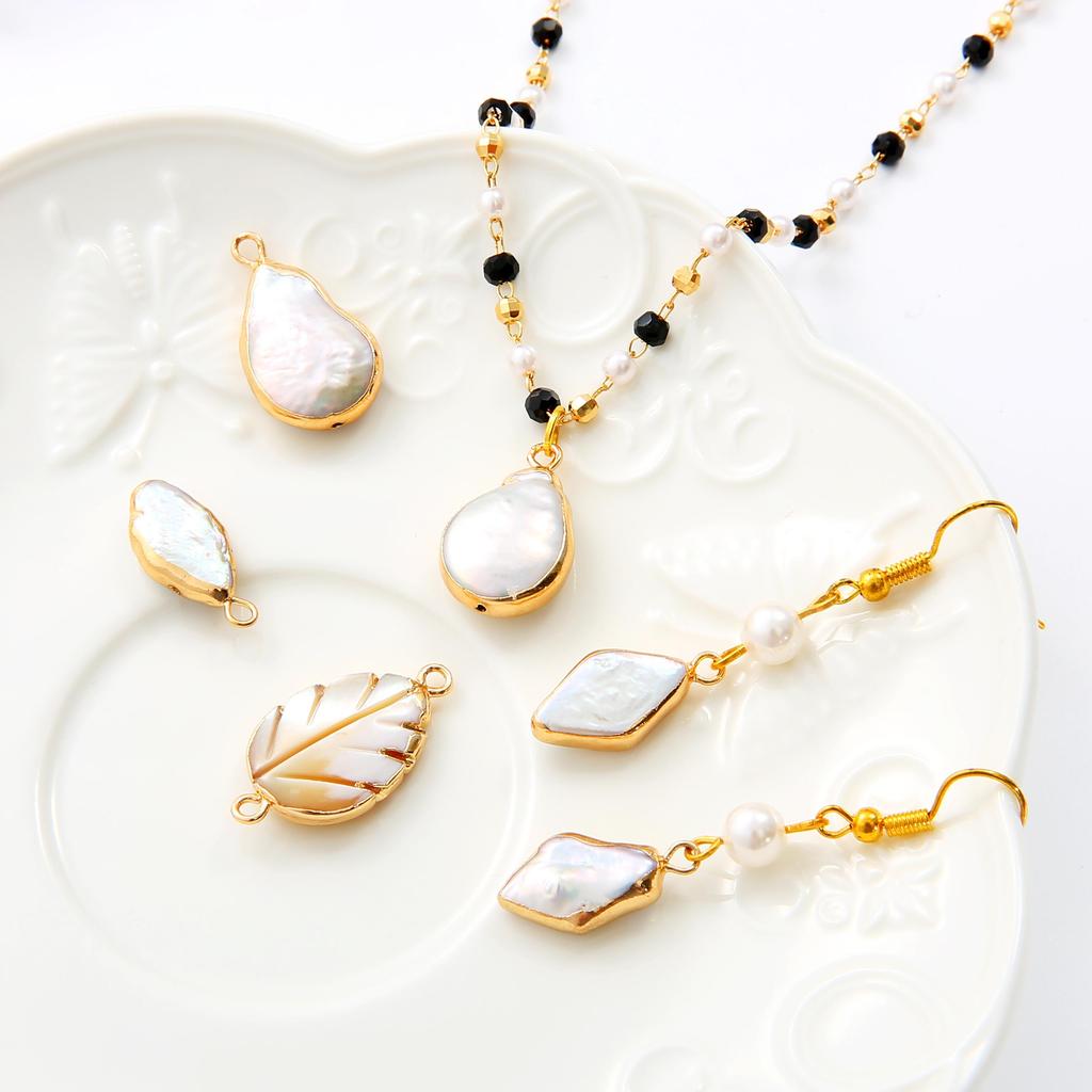 Натуральный пресноводный жемчуг с двойным отверстием, соединительные подвески для изготовления ювелирных изделий, браслет, ожерелье, серьги «сделай сам»