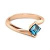 Кольцо с топазом London Blue, гладкое, натяжное - Стиль 925 - Позолота серебром 925 пробы, розовое золото