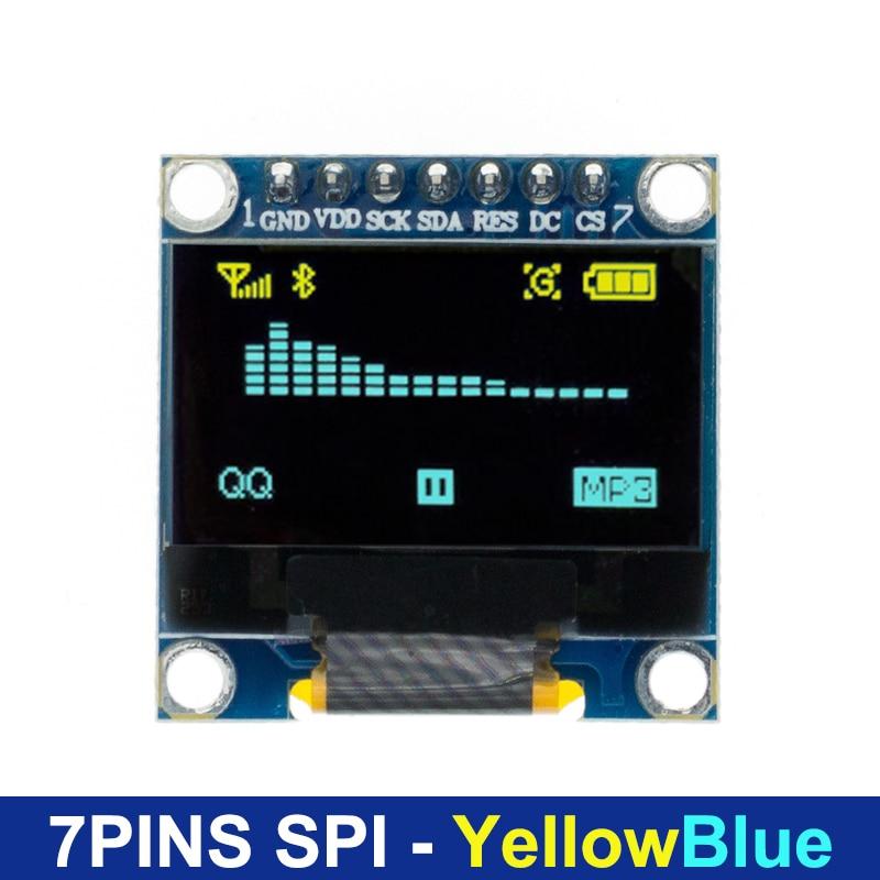 0.96 Inch IIC SPI Serial 7/4Pin White/Blue/Yellow Blue/Yellow OLED Display Module SSD1306 12864 LCD Screen Board for Arduino