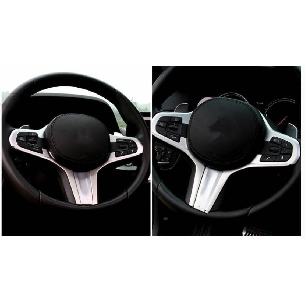 Steering Wheel Frame Cover Trim Fit For BMW 3-Series G20 - Silver Steel