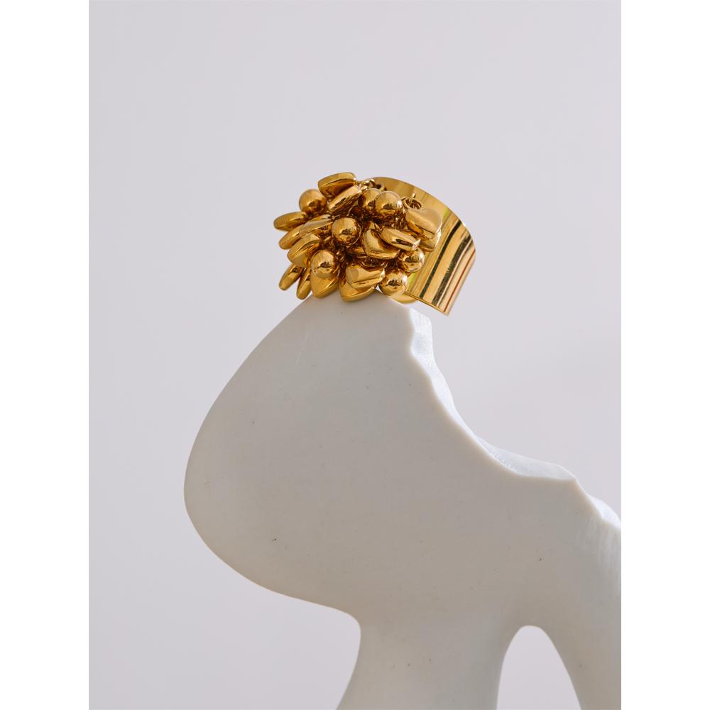 Eetit High Quality Stainless Steel Metal Heart Tassel Handmade Ring 18K Gold PVD Exclusive Design Fashion Jewelry Accessories