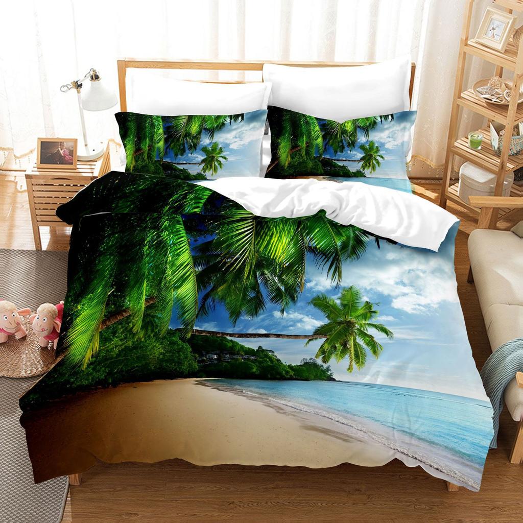 3D Digital Bedding Three-Piece Quilt Cover Landscape