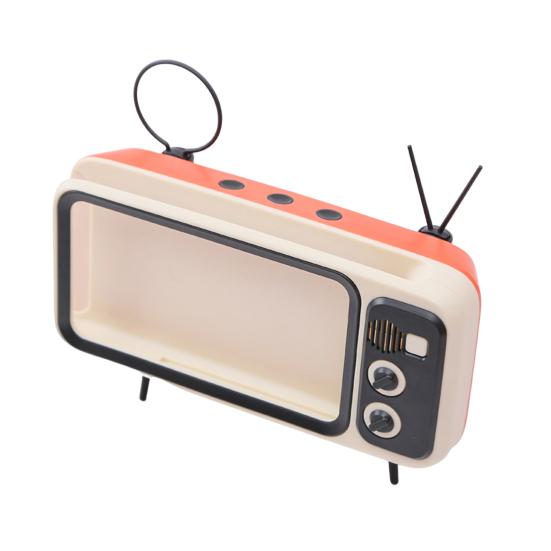 Держатель для телефона Подставка-подставка с поддержкой динамика Нескользящий держатель для мобильного телефона в виде ретро-телевизора для прослушивания музыки