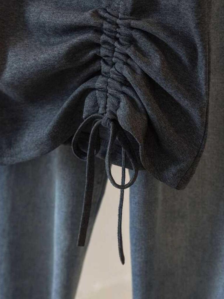 Women's Slimming Irregular Short Sleeve Drawstring T-shirt, Plus Size 2025 Summer Top