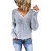 Autumn and Winter Women's Sweater V-Neck Knit Pullover Cozy Casual Sweater