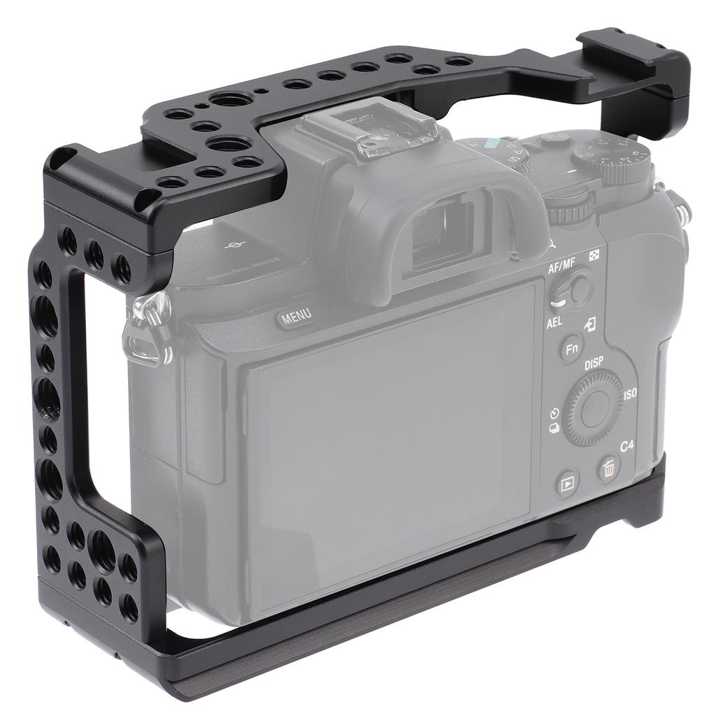 Camera Cage Aluminum Alloy Video Cage Replacement for Sony A7M3 A7R3 A9 Mirrorless Camera with Cold Shoe Mount 1 4 Inch