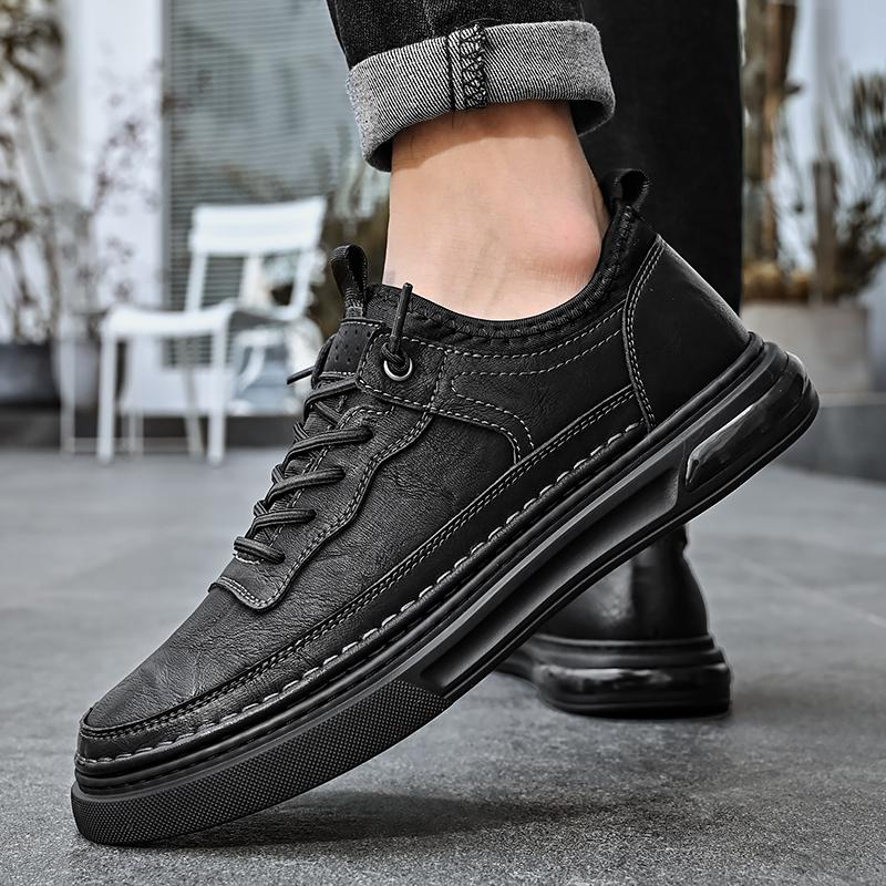 Кроссовки, мужская рабочая обувь, осень 2024, новая роскошная кожаная обувь высокого качества, классическая спортивная мужская обувь на шнуровке на открытом воздухе