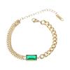 316L Stainless Steel Green Square Zircon Bracelet New Ladies Cuban Bracelet Party Jewelry Accessories Gift