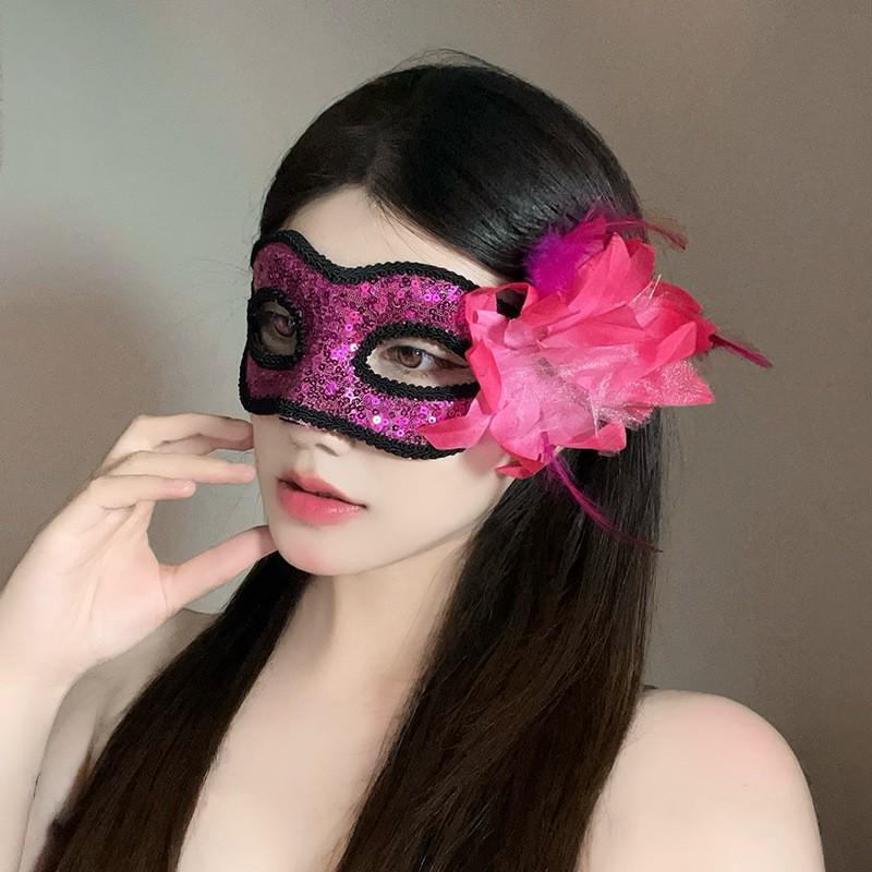 Сексуальная кружевная полумаска с перьями - аксессуар для макияжа на Хэллоуин и маскарада