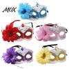 Fancy Dress Accessory Masquerade Masque for Women, Glitter Venetian Half Face with Side Floral Party Flower And Feather Halloween Costume, Mardi Gras,