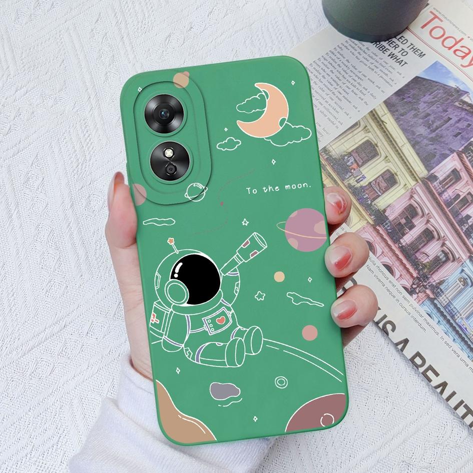 Чехол для телефона для OPPO A1 Pro 5G A9 A11 A15 A15S A17 A17K A33 A52, милый защитный чехол для камеры астронавта, жидкий силиконовый мягкий чехол для OPPO A58 Fundas Coque