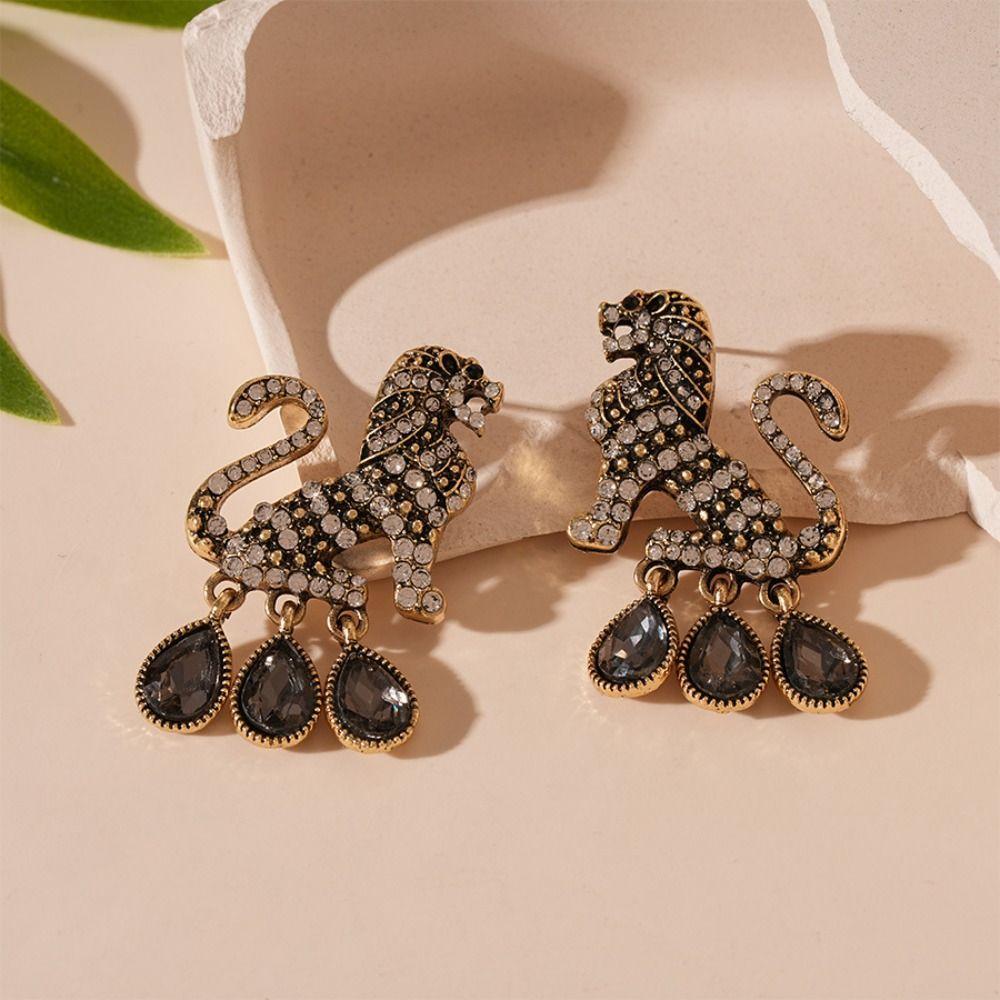 Винтажные серьги-кисточки в виде льва, нежные женские украшения, серьги-капли с бахромой, свадьба