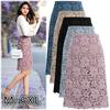 Women Skirt Summer Lace Elegant Office Skirts Pencil Skirt Knee-length High Waist Skirt Plus Size
