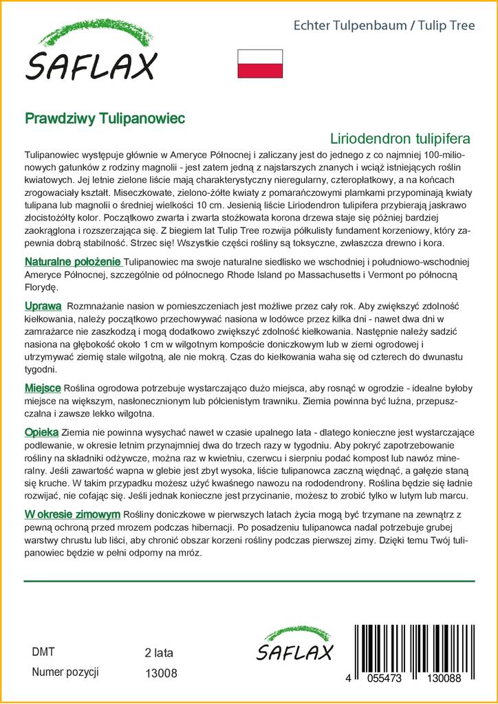 SAFLAX Тюльпановое дерево - 20 семян - Liriodendron tulipifera