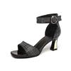 2024 New Women Ankle Buckle Sandals Satin Round Toe Platform Chunky High Heels Fashion Party Concise Shoes Women Sandals