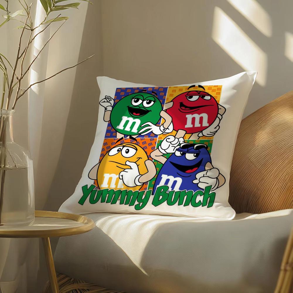 Cute Funny MMS Chocolate Cushion Cover Silky elegant Comfort Sofa Bed Invisible zipper Beach pillowcase