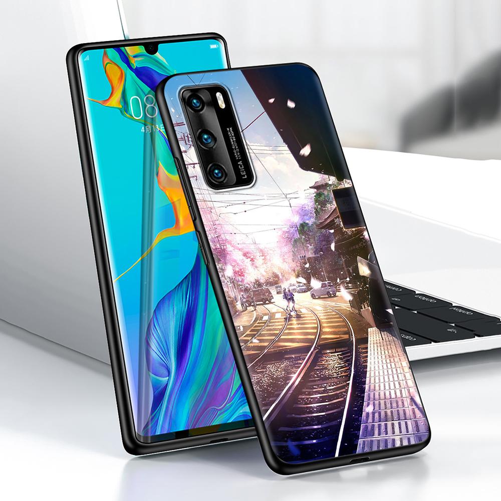 Plum Cherry Blossom Girl Case for Huawei P30 P Smart Z P40 Lite E P20 Y6 Y7 Y9 2019 Honor 8X Play 9A 50 20 Pro Black Soft Cover