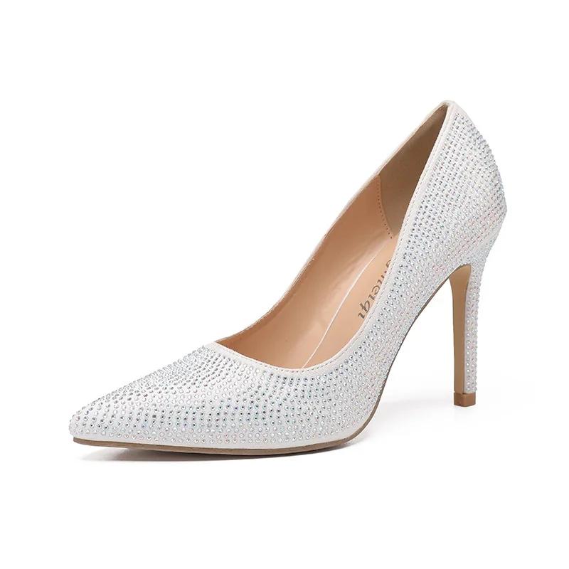 Новые высококачественные женские туфли, модный стиль, туфли на высоком каблуке Water Diamond, женские туфли на тонком каблуке с острым носком, туфли на высоком каблуке с неглубоким носком