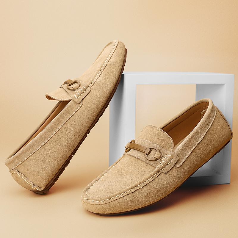 Мужские туфли для вождения из нубука, мужские весенние кожаные лоферы, мужская повседневная обувь, мокасины, мужские туфли без застежек, модная мужская обувь, размер 38-44