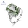 Big Green Amethyst Ring Natural Gemstone Ring 925 Sterling Silver Fine Jewelry for Women Gift