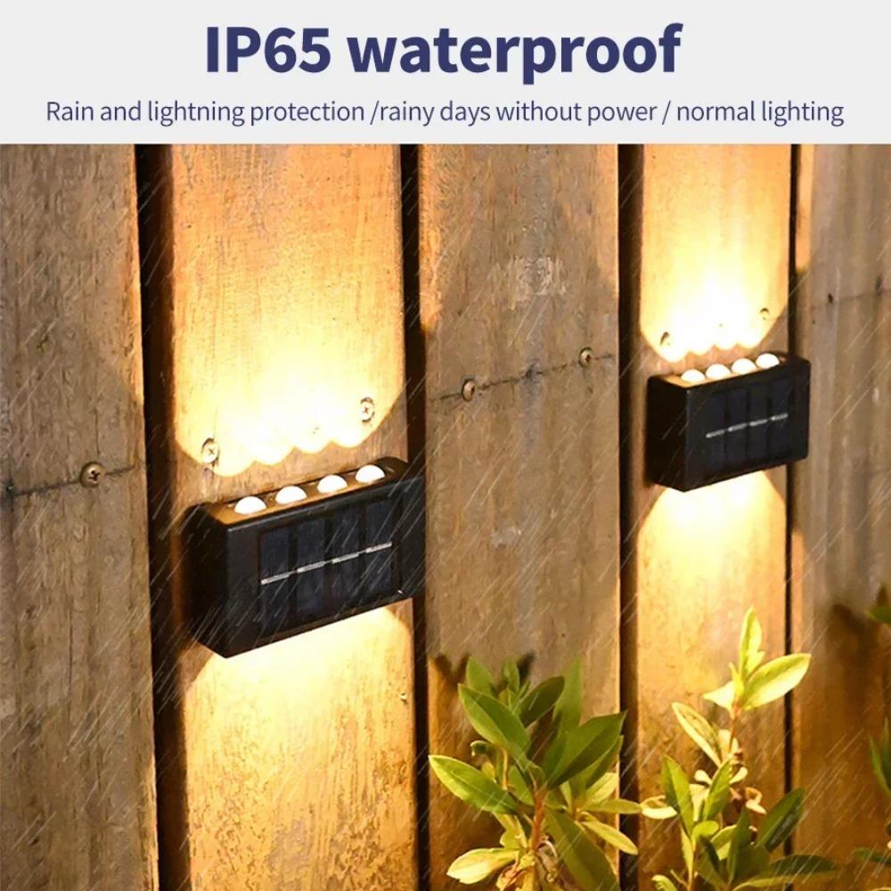 Outdoor 6/8/10 LED Solar Garden Light Solar Wall Lamp Up And Down Luminous Waterproof Solar Powered Wall Washer Light Yard Street Decor