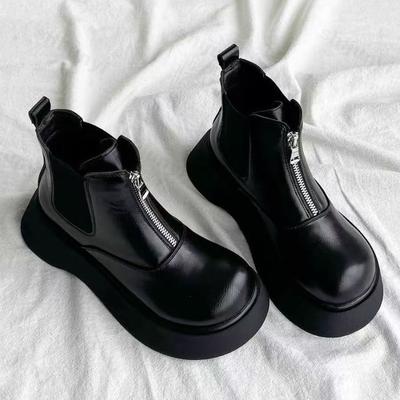 Модные женские ретро челси короткие ботинки британский стиль 2025 осень ботильоны платформа молния уличные противоскользящие женские ботильоны