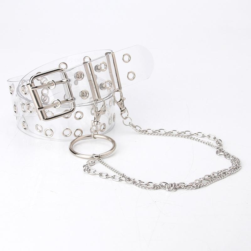 Fashion Transparent Belt Belt Punk Style Double Exhaust Eye Women'S Belt Jeans Belt