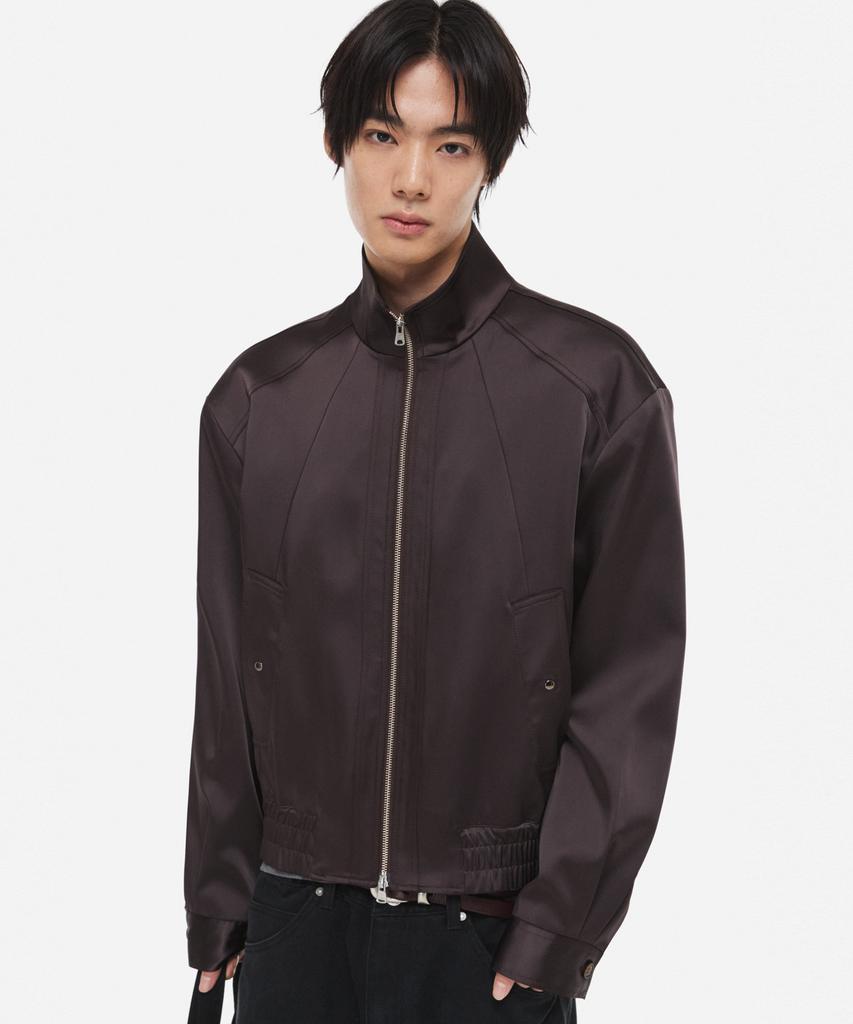 DNSR Satin High-Neck Structured Jacket Brown