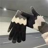 Half-finger Flip Gloves Winter Wool Knitted Gloves Touch Screen Thickened Warm and Cold-proof Student Riding Female Winter Fingers