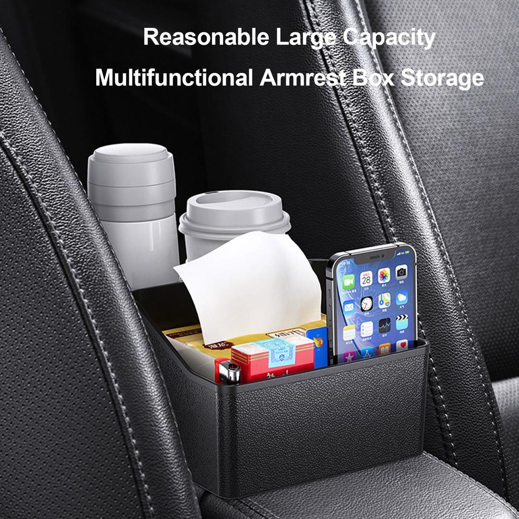 Car Armrest Storage Box With Cup Holder Auto Tissue Storage Box Foldable Auto Armrest Tray Organizer Car Interior For Phone Cup
