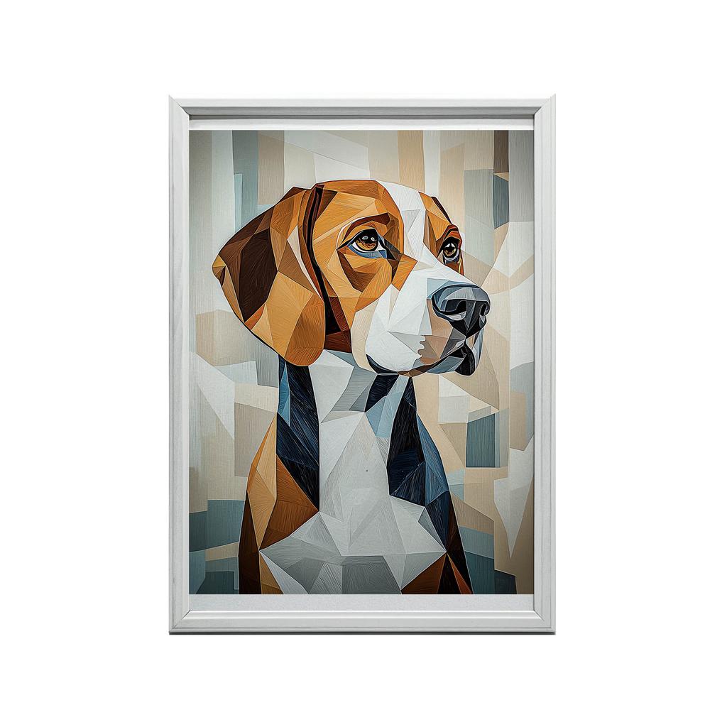 Plakat Beagle W Geometrii Plakat Beagle W Geometrii, 70X100 Cm, Rama Drewniana Jasny Dąb, Papier Matowy 230 Gsm