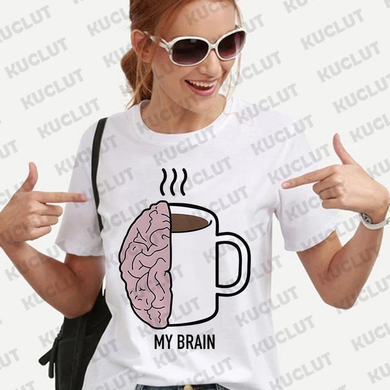 Brain Need Coffee Printed T Shirt Unisex Hip Hop Summer Soft Tops Fashion Casual Funny Tshirts Short Sleeve Breathable Tshirt