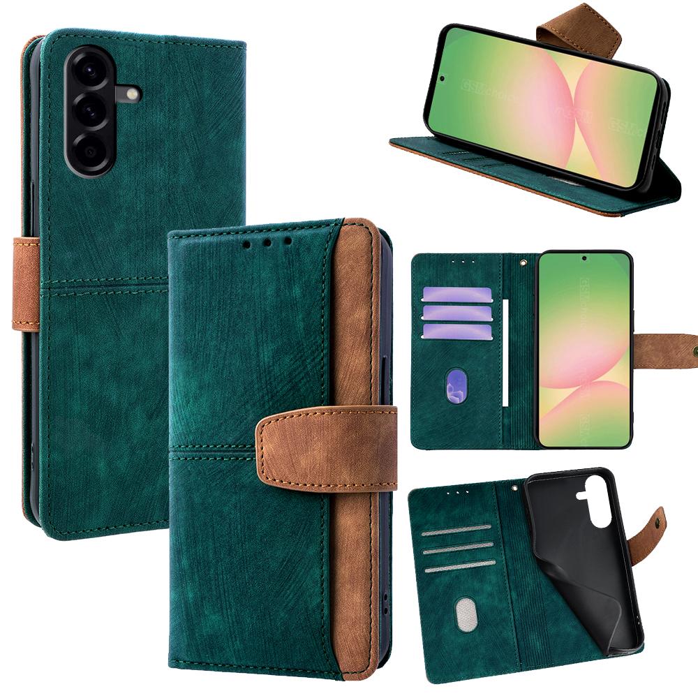 For Samsung Galaxy A56 5G Case RFID Blocking Color Splicing PU Leather Wallet Phone Cover